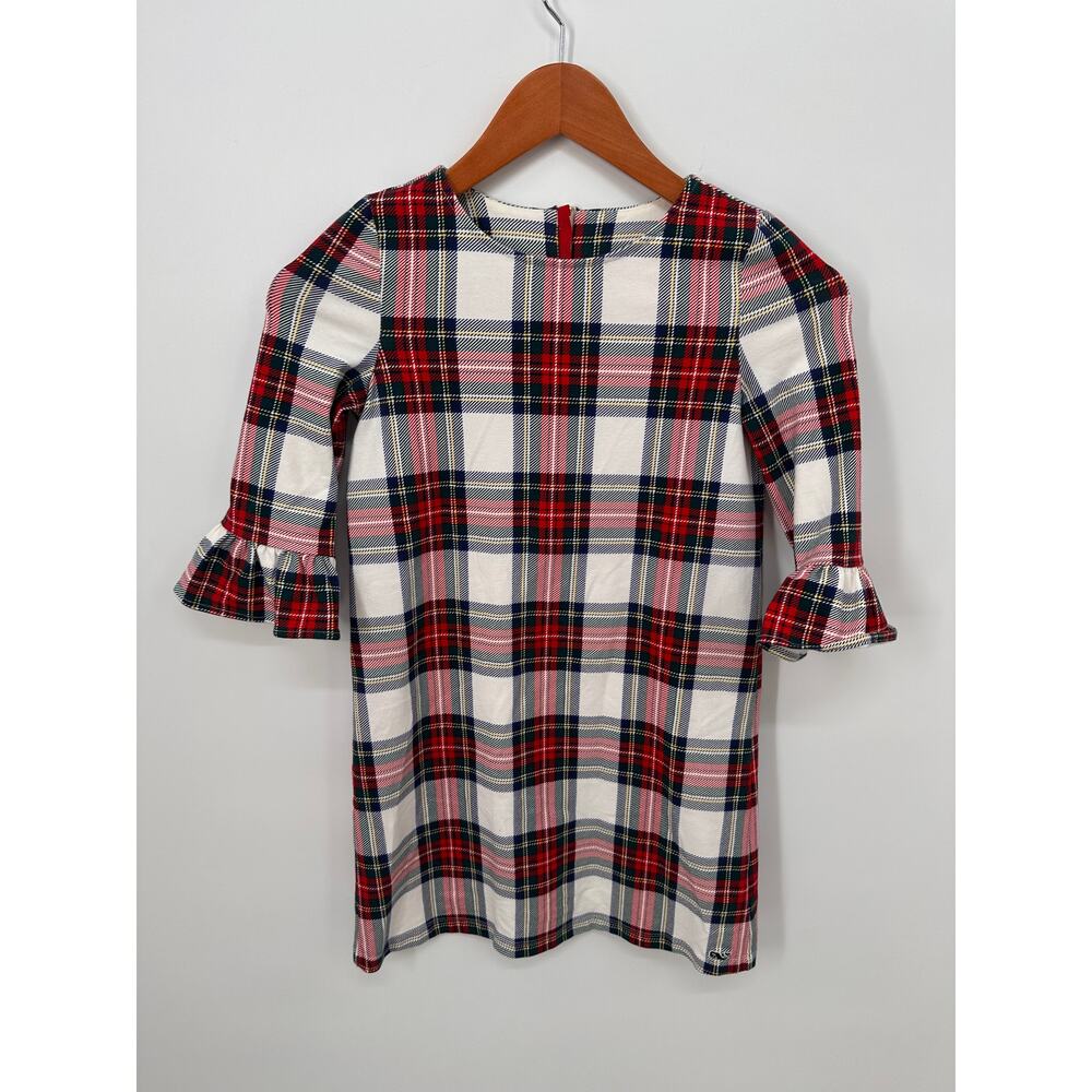 VINEYARD VINES Girl's Plaid Bell Sleeve Ruffle Holiday Christams Dress // S 7-8 - Picture 2 of 12